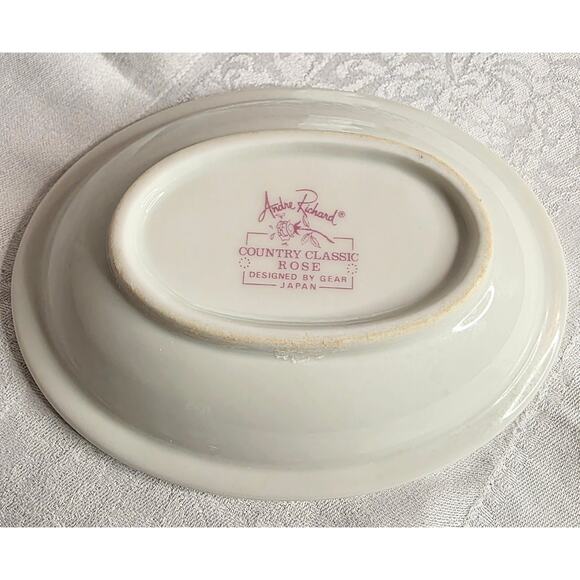 Andre Richard "Country Classic Rose" Ceramic Floral Pattern Oval Soap Dish - Picture 3 of 4